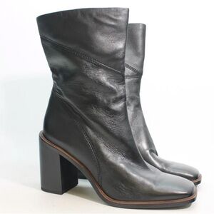 Franco Sarto Stevie Black Leather Heeled Boots